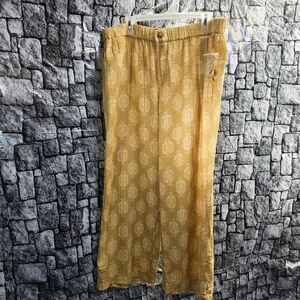Yellow Patterned Wide-Leg Pants By Wonderby Size 2X